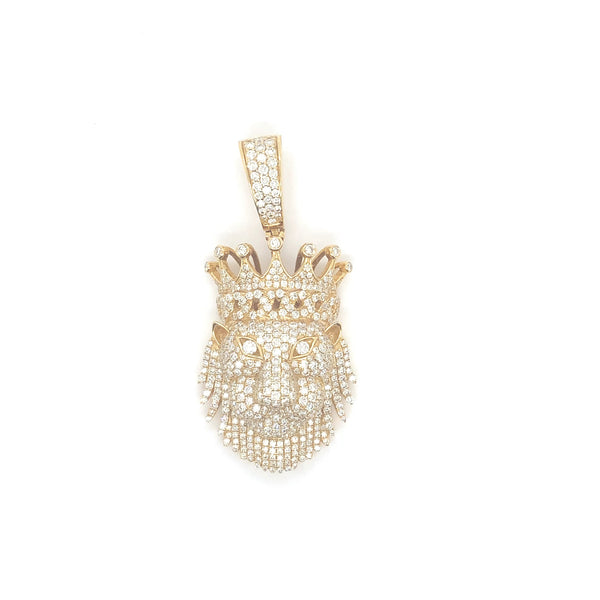 10k yellow gold lion head pendant