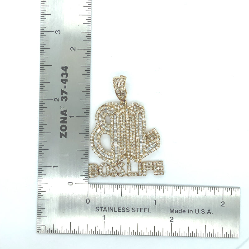 10k yellow gold “Boss Life” pendant