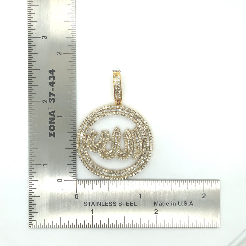 10K yellow gold allah pendant natural diamond