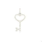10K white Heart key pendant