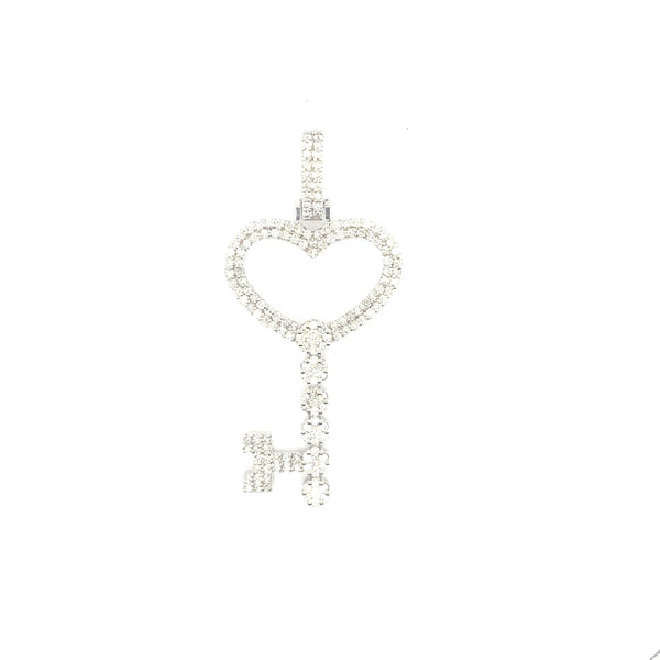 10K white Heart key pendant