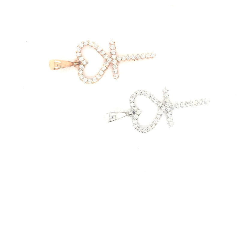 10k gold heart keys pendant