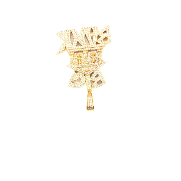 10k yellow gold big bank pendant