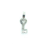 10K white gold Heart key pendant with natural diamonds