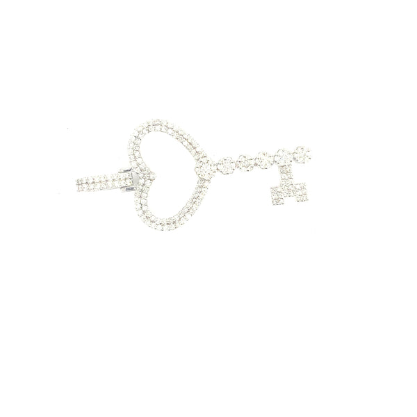 10K white Heart key pendant
