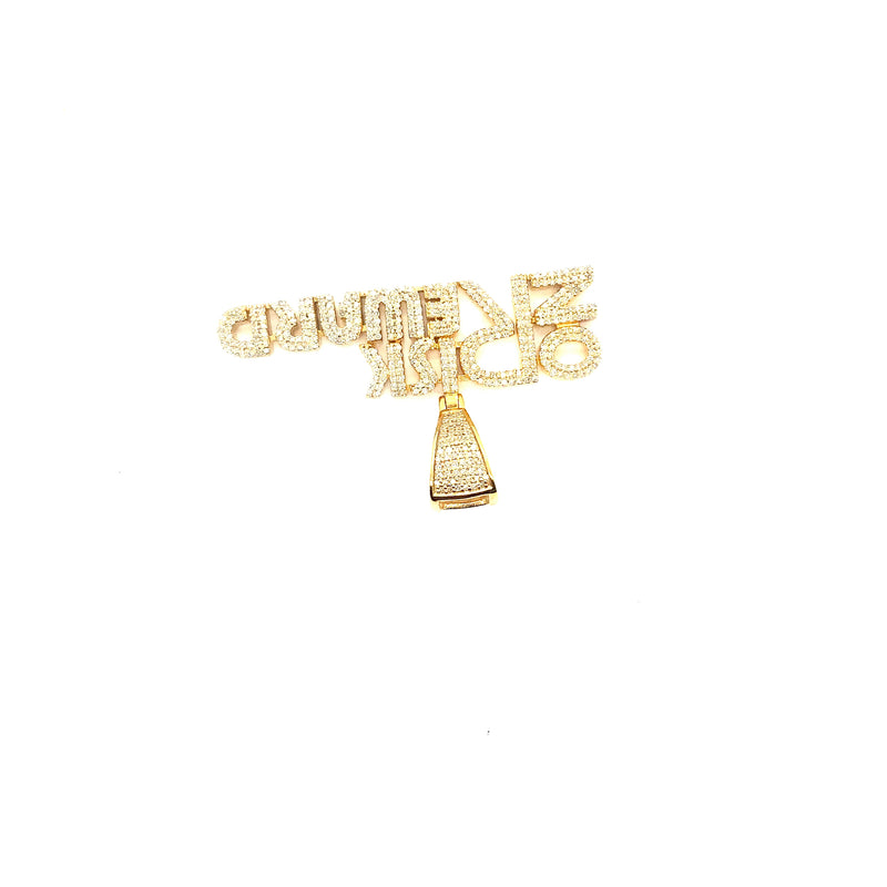 10K yellow gold “No risk reward” pendant