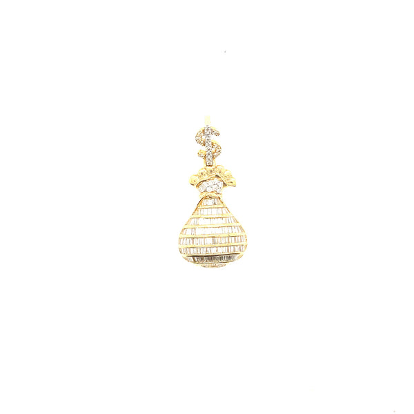 10k yellow gold money bag pendant
