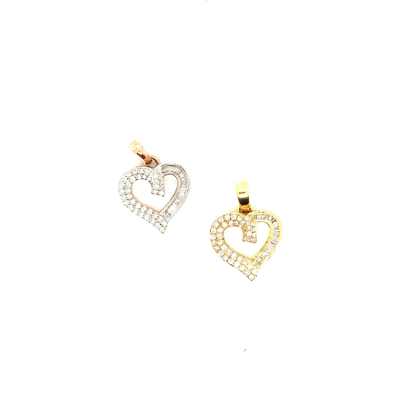 10k gold heart pendants with natural diamonds