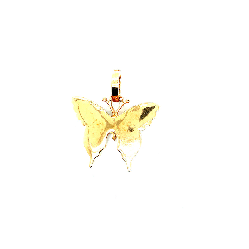 10K rose gold butterfly diamond pendant