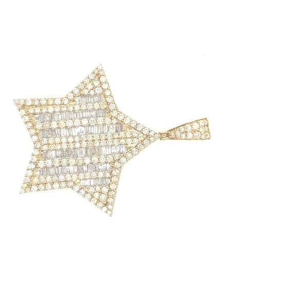 10K yellow gold natural diamond big star pendant