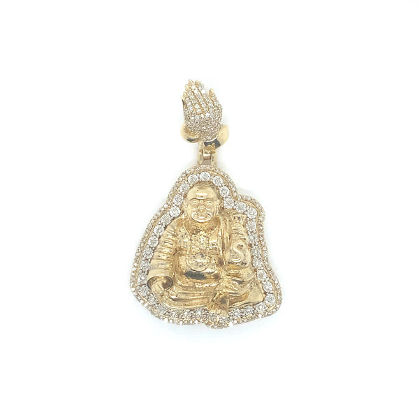10k yellow gold Buda pendant natural diamond