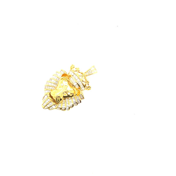 10k yellow gold lion face pendant