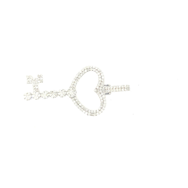 10K white Heart key pendant