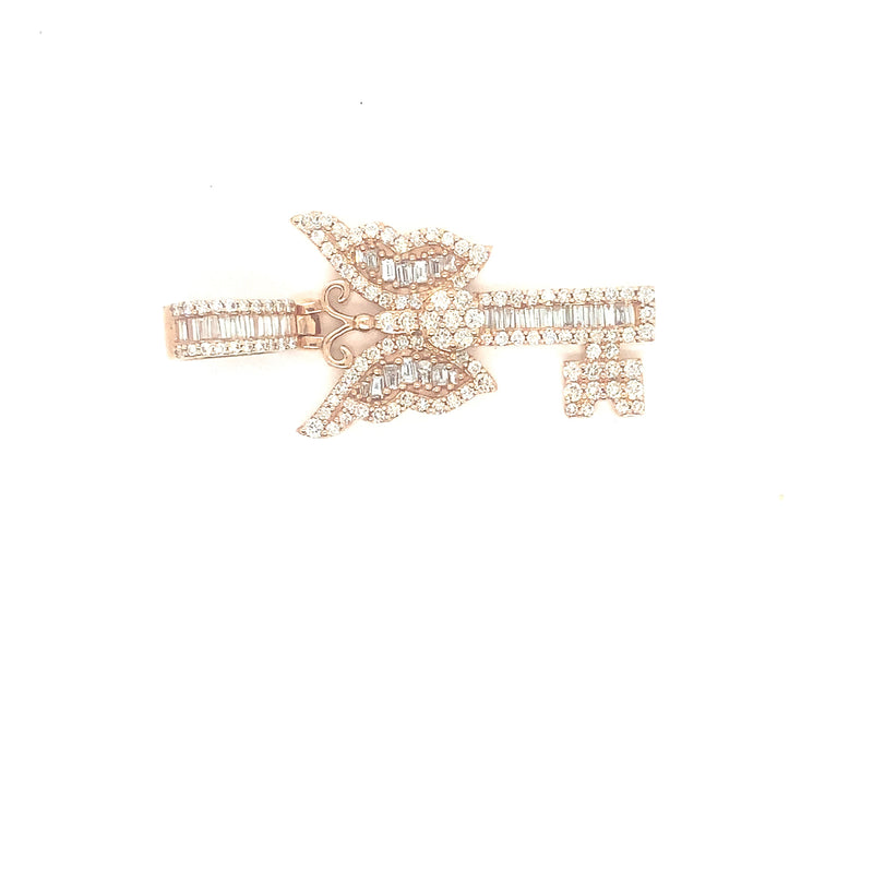 10k rose gold butterfly key pendant with natural diamonds