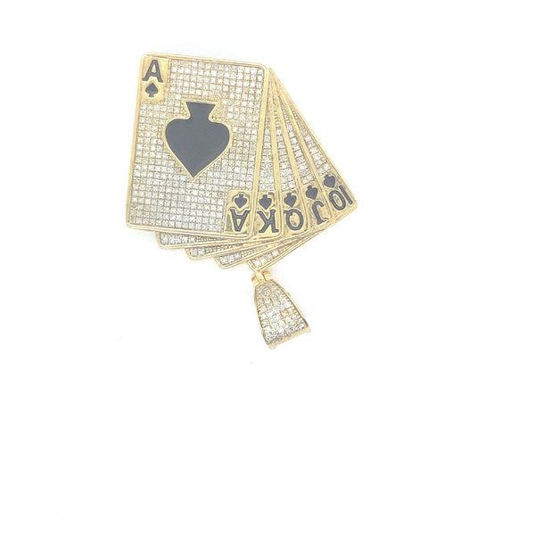 10K yellow gold cards pendant