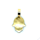 10K gold baguette and round diamond mix hamsa pendant
