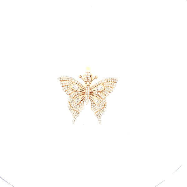 10K rose gold butterfly diamond pendant