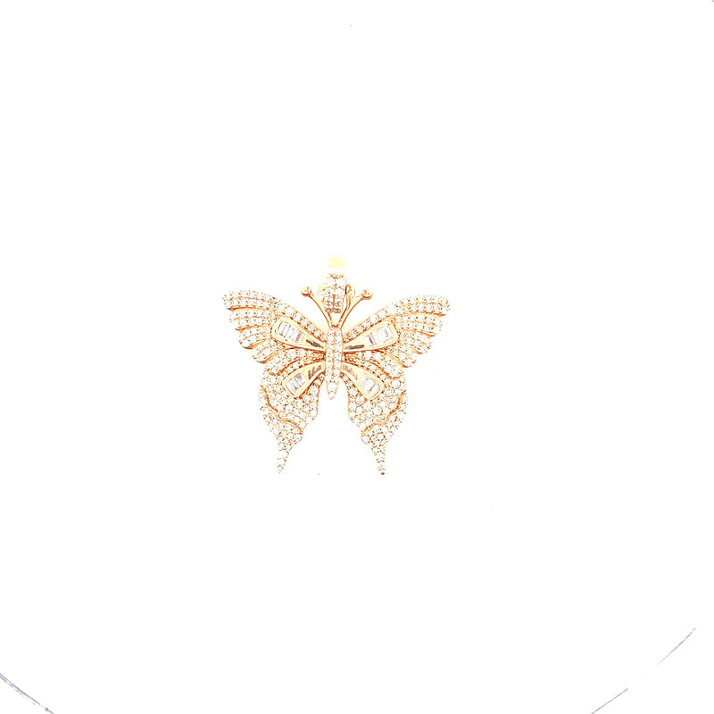 10K rose gold butterfly diamond pendant