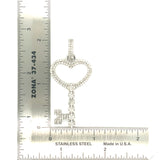 10K white Heart key pendant