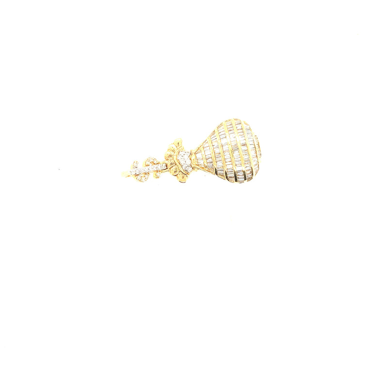 10k yellow gold money bag pendant