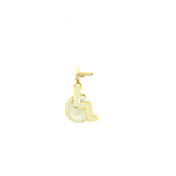 10k yellow gold wheel chair pendant
