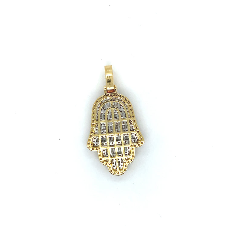10K yellow gold hamsa pendant