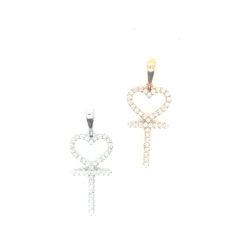 10k gold heart keys pendant