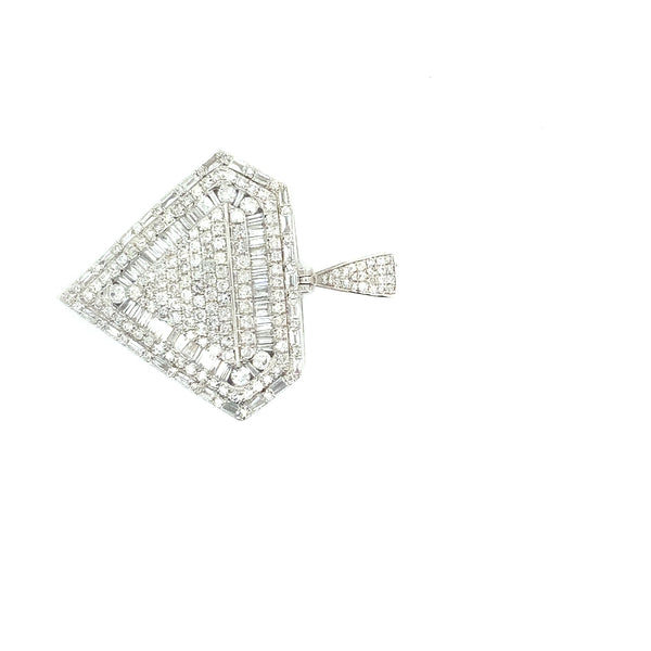 10K white gold natural diamond Diamond shape pendant