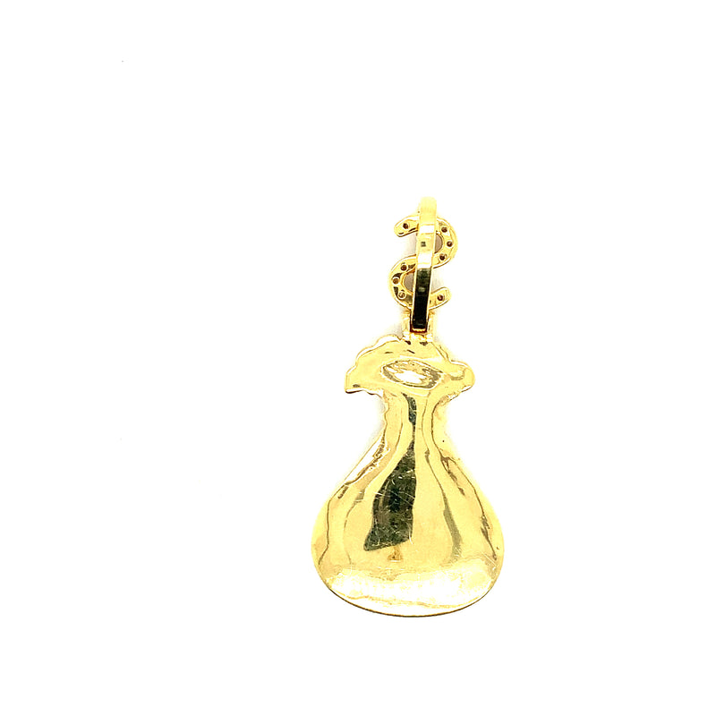 10k yellow gold money bag pendant