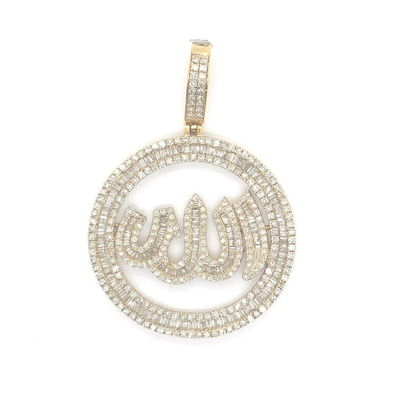 10K yellow gold allah pendant natural diamond