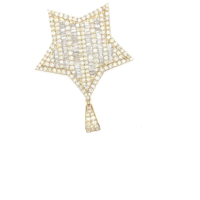 10K yellow gold natural diamond big star pendant