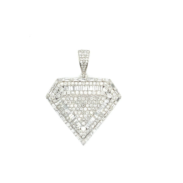 10K white gold natural diamond Diamond shape pendant
