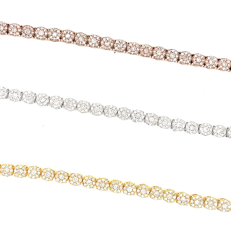 10k Gold and Round Natural Diamonds Bracelets