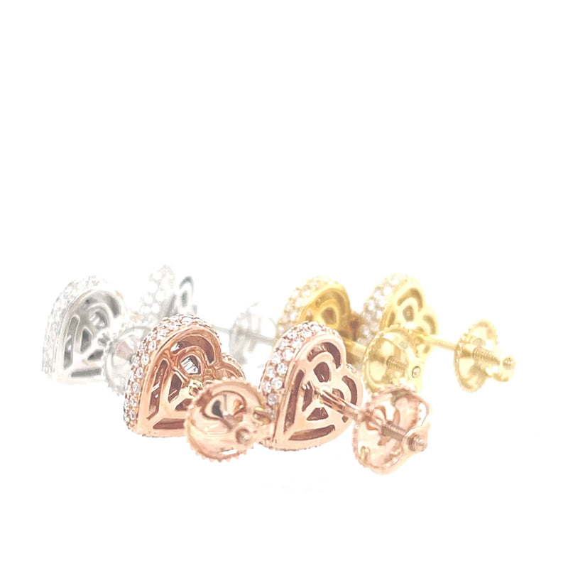 10k Gold and Natural Diamond Heart Shape Earrings