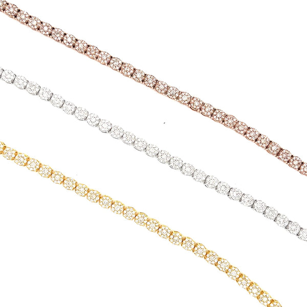 10k Gold and Round Natural Diamonds Bracelets