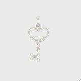 10K white Heart key pendant