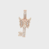 10k rose gold butterfly key pendant with natural diamonds