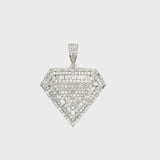 10K white gold natural diamond Diamond shape pendant