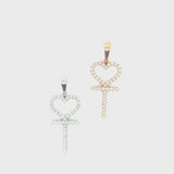 10k gold heart keys pendant