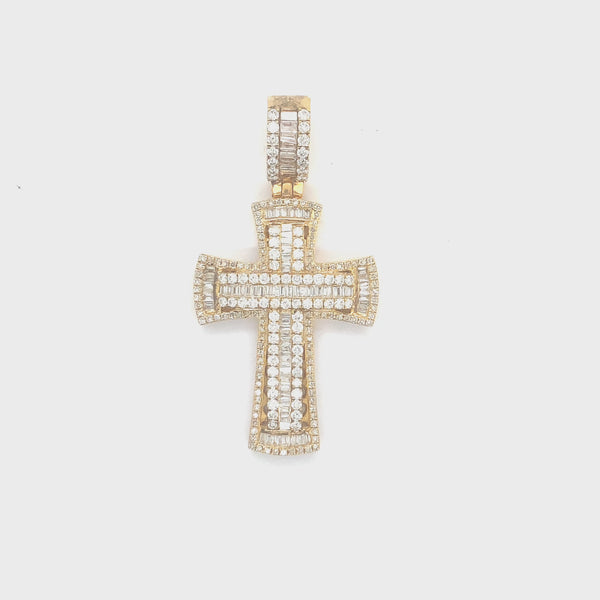 Yellow gold two step diamond cross