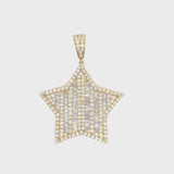 10K yellow gold natural diamond big star pendant