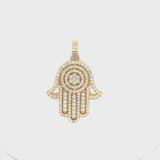 10k gold round diamonds hamsa pendant