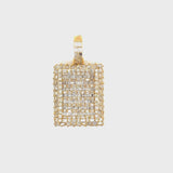 10K Yellow gold natural diamond square shape pendant