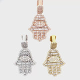 10k Gold And Natural Diamond Hamsa pendant